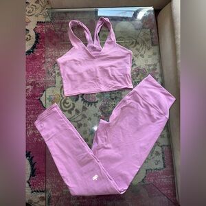 ALO Yoga Pink Sports Bra and Leggings Set